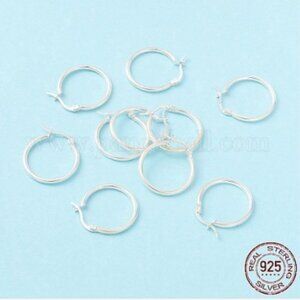 NWOT - 925 Sterling Silver 24mm Hoop Earrings, Chunky Small Huggie Hoop Earrings